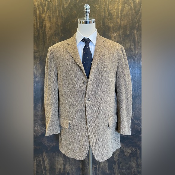 Polo by Ralph Lauren Vintage Hopsack Virgin Wool Jacket in Brown Size 46 R Italy - Picture 1 of 8
